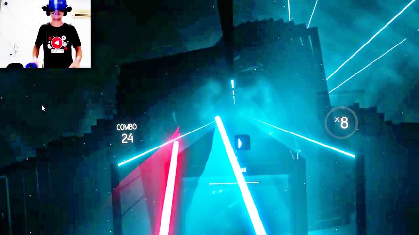 小林热游解说VR游戏：用光剑切方块，是不是有点浪费！