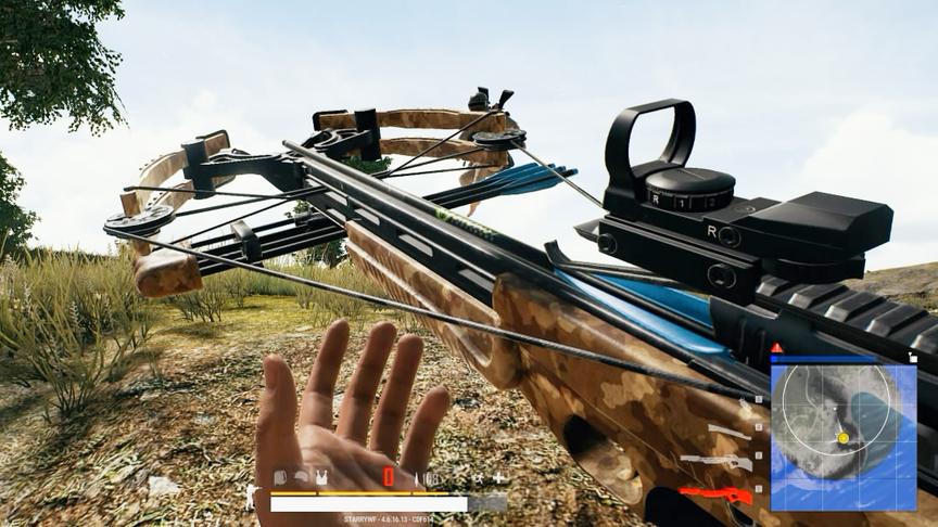 狙击手麦克：单人四排决赛圈，一把弓弩1V3，一箭一个犹如98K！