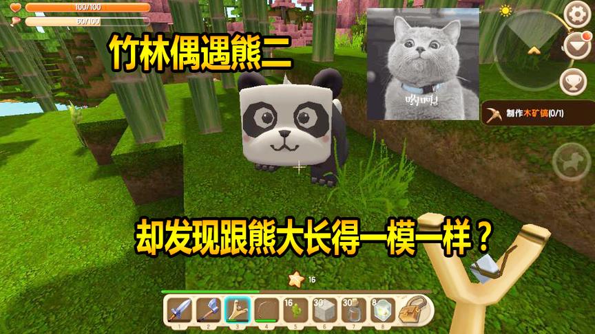 迷你世界联机生存27：竹林偶遇熊二，却发现跟熊大长得一模一样？