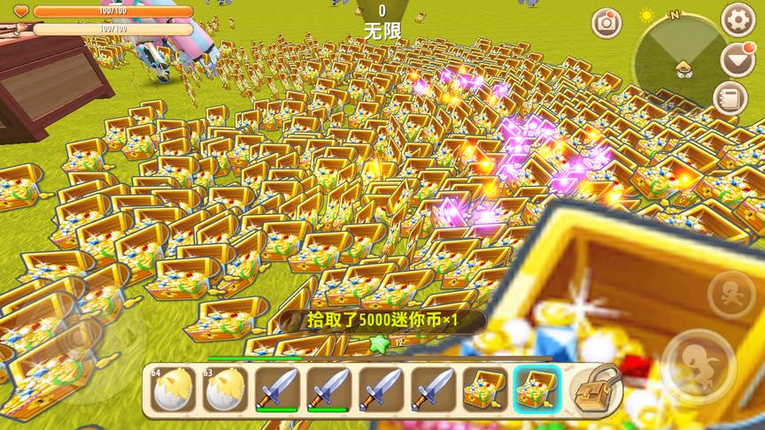 迷你世界：10万迷你币捡都捡不完，背包都装不下！可以去买皮肤了