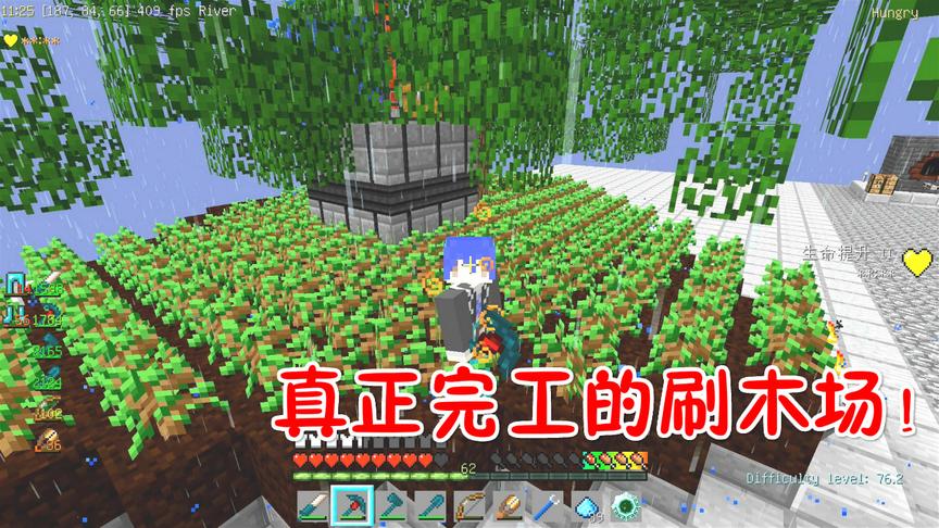 我的世界无人入眠47：真正完工的刷木场，种上200个树苗！