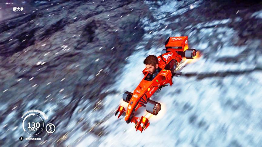 小林解说：谁说将汽车轮胎打爆，可以滑下雪山的根本滑不动！