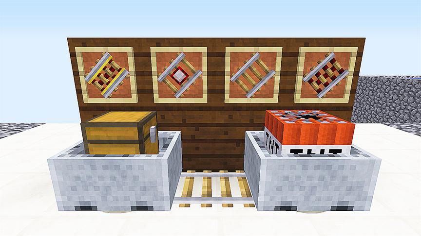 我的世界4种铁轨，今天终于搞懂了！利用红石制作1道铁路门！