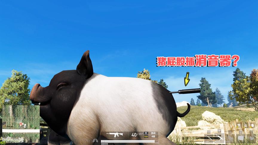 高配版荒野行动，猪屁股上插根消音器，隐身效果比吉利服还强！