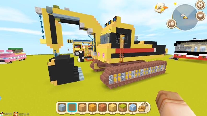 迷你世界：“可以驾驶”的挖掘机，这一爪子下去，可挖掉不少土块