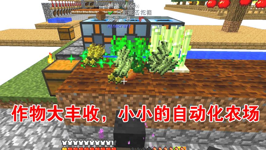 我的世界无人入眠53：一小片自动农场，收获满满一大箱！