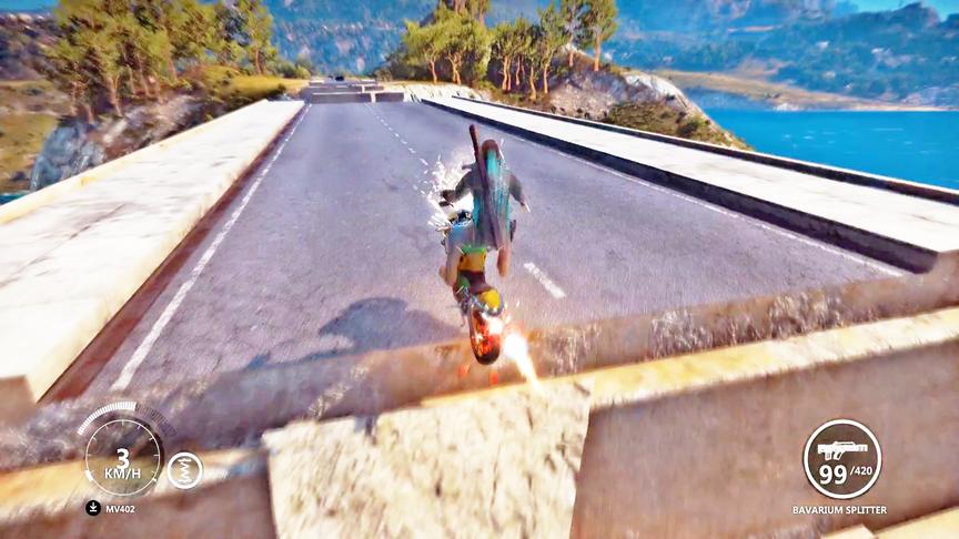 小林热游解说：四缸摩托车极速飞跃断桥，有点帅！