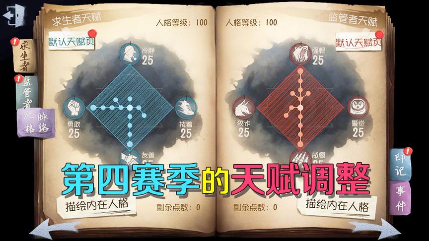 第五人格研究室：第四赛季天赋调整，看完让你更加了解天赋变化