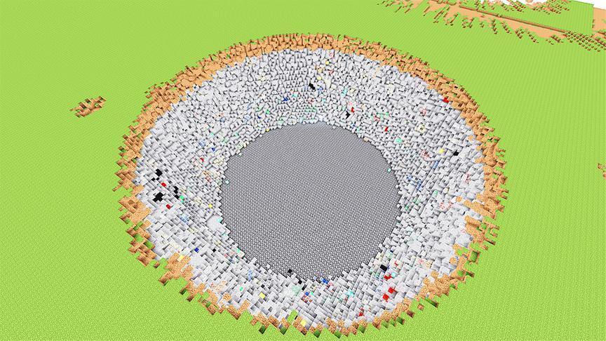 我的世界7个超强TNT！能炸到基岩，就像一个巨大的陨石坑！