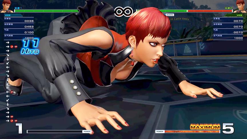 拳皇14：魔女微丝经典民工连表演，新手必学连技