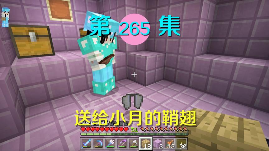 我的世界阿阳历险记265：把鞘翅给小月实验滑翔，她却吓得不敢跳