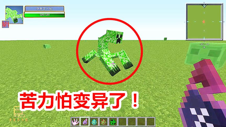 给苦力怕喷1瓶药水，变异成这样的怪兽！我的世界突变生物！