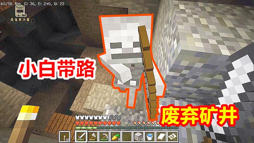 我的世界海洋版14：骷髅将我带进洞穴，原来这里是废弃矿井！