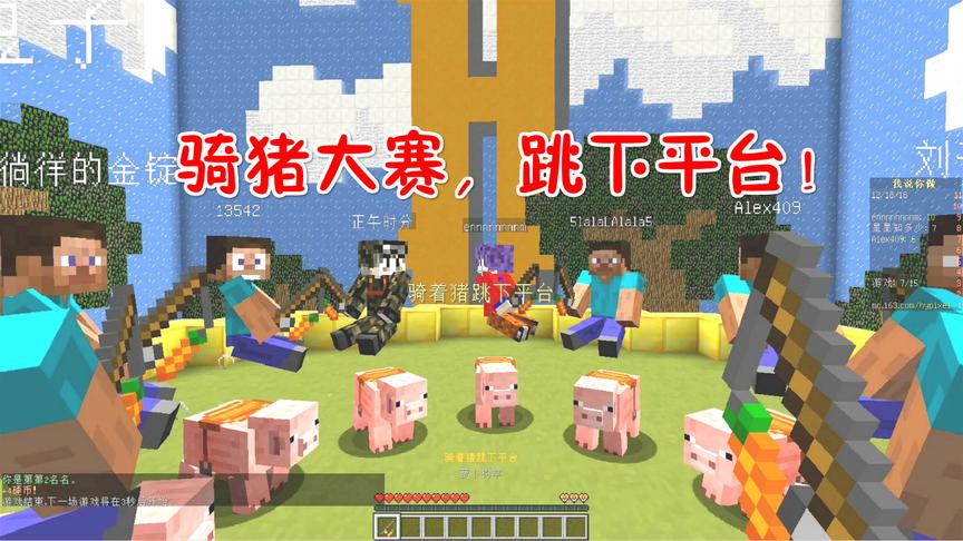 我的世界你说我做：骑猪大赛，跳下平台！
