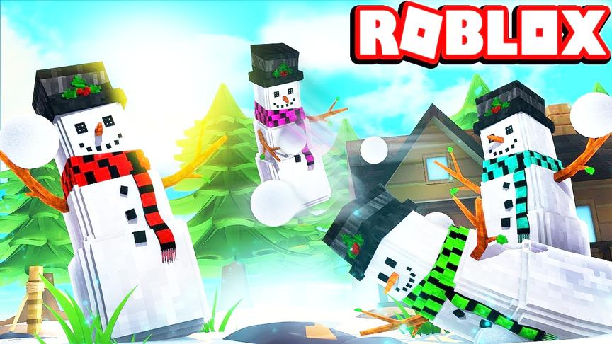 小飞象解说 Roblox打雪仗模拟器 变成搞笑雪人？扔十万个雪球！