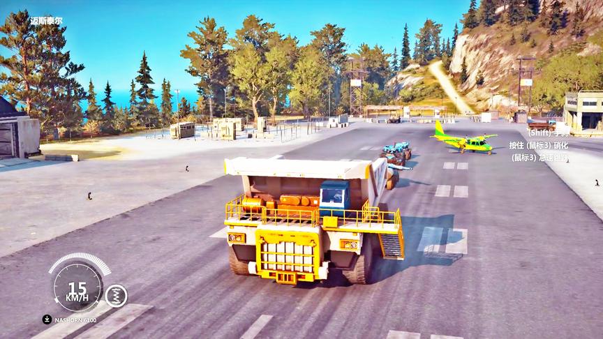 小林解说：矿石运输车拉几辆坦克，结果绳子竟然断掉了！