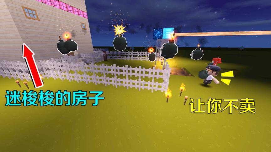 迷你世界：迷梭梭不肯把房子卖给恶霸，晚上遭到了报复，房子毁了