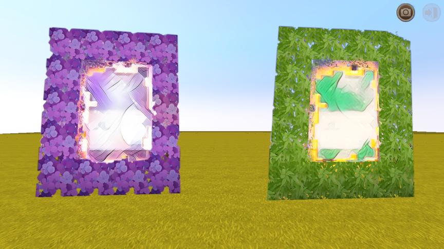 迷你世界：合体叶子传送门，一半是地心门框另一半是树叶的传送门