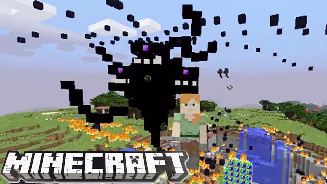 幸运方块的凋零风暴太霸气了 黑曜石到处扔啊 我的世界模组秀66