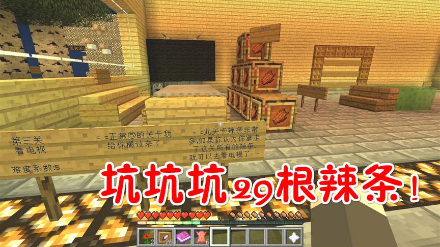 我的世界正常的大冒险02：坑坑坑29根辣条，为了看电视拼啦！