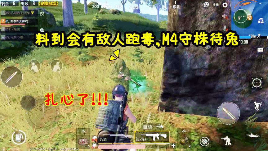 刺激战场：M24爆头双杀，料到会有敌人跑毒，一把扎心M4守株待兔