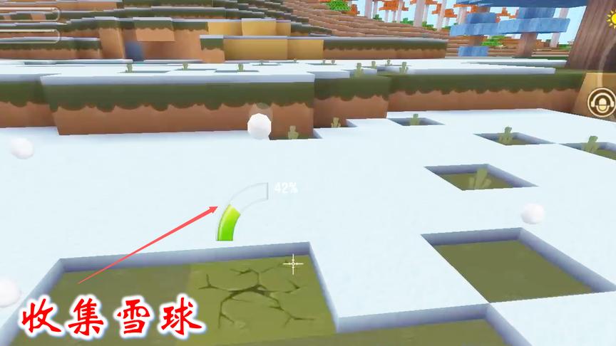 迷你世界联机高级生存26：我在冰原收集了许多雪球，用来做刷怪塔