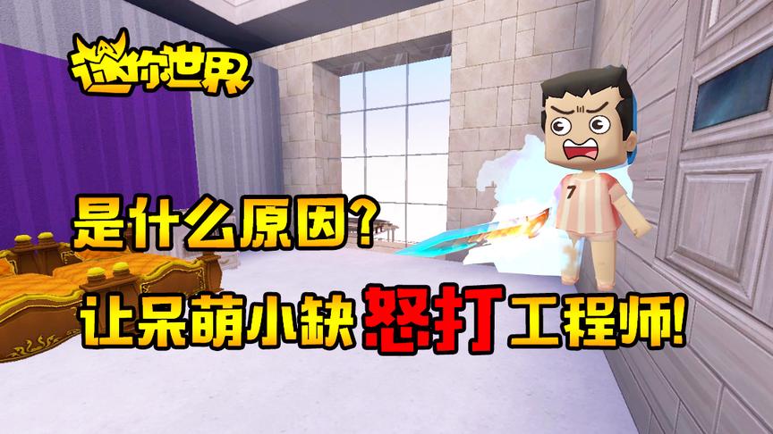 迷你世界搞笑故事：是什么原因？让呆萌小缺发怒了暴打工程师！