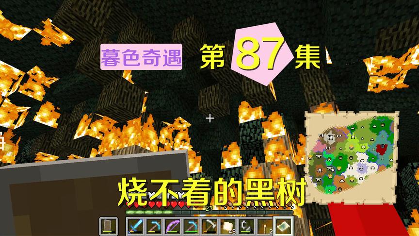 我的世界阿阳暮色奇遇87：这种树叶居然不怕火？用岩浆都烧不着