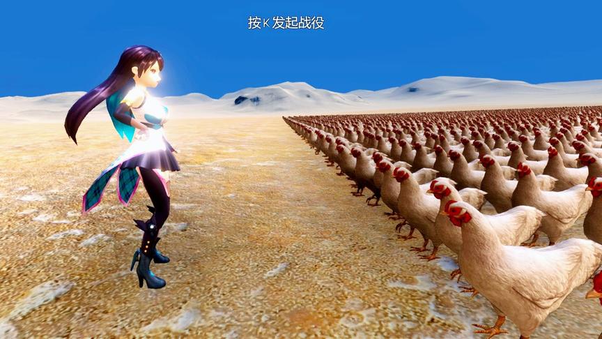 1个美女VS20000只老母鸡，她居然把老母鸡全部吃光，结局诡异的很