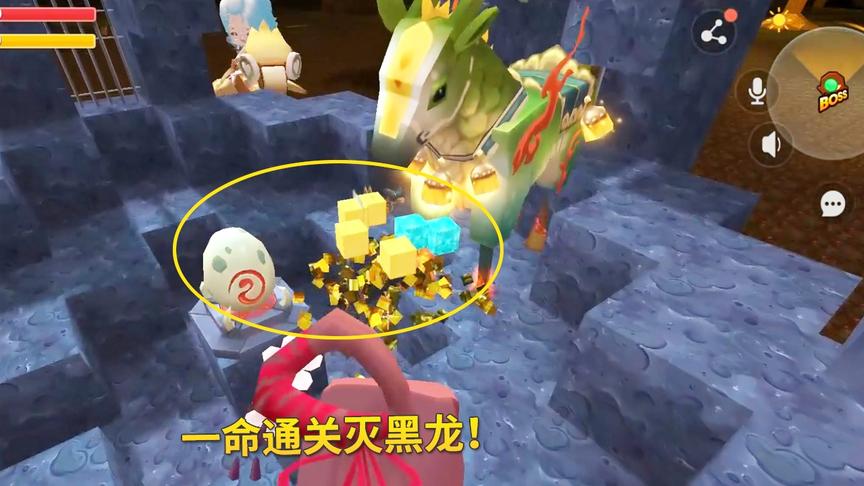 迷你世界极限联机101：我和猪小妹联手盘黑龙，一命通关大获全胜