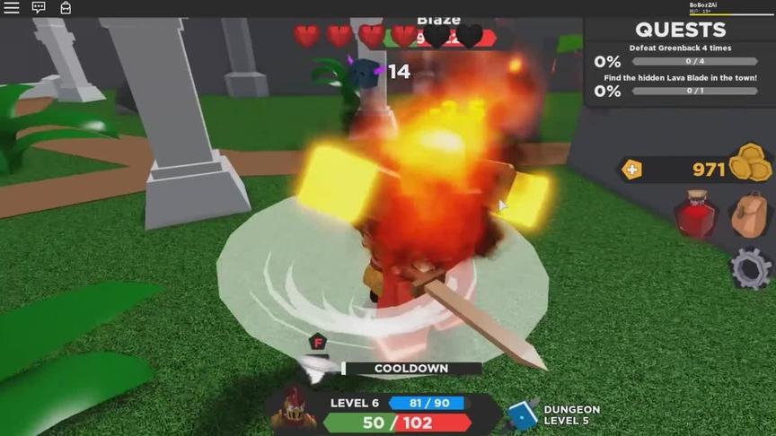 roblox 虚拟世界 “宝藏任务”：用旋风斩打火焰战士效果如何？