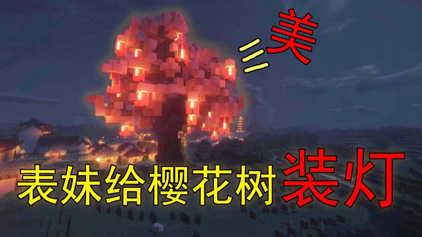 吴宝宝解说：我的世界38 表妹给樱花树装灯 装完感觉好像许愿树
