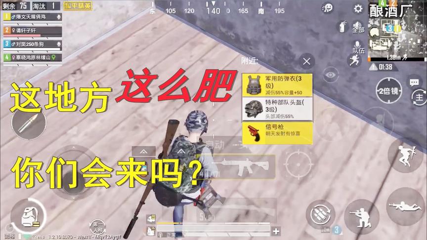 天赐俩鸡：队友说酿酒厂很肥，一落地三级头+三级甲，还有信号枪