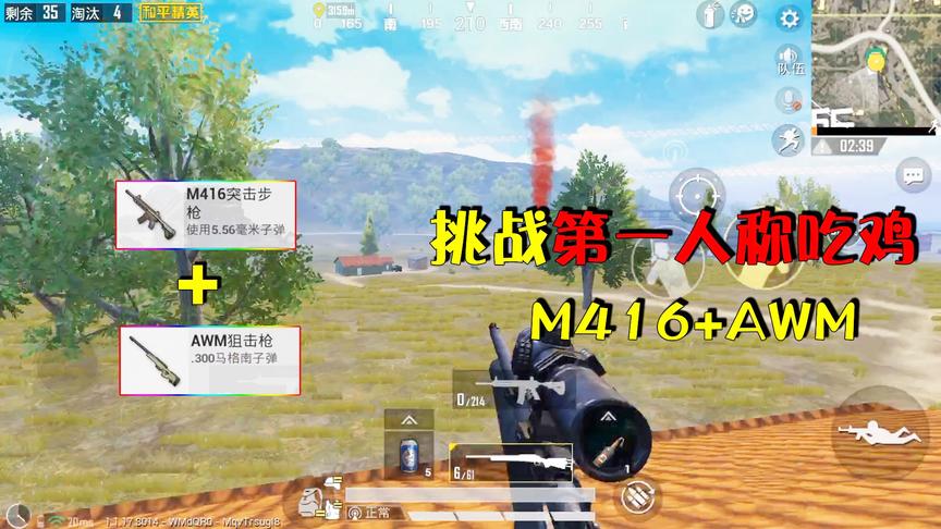 菜鸡子薇挑战秀15：挑战第一人称吃鸡，M416+AWM神器，14杀吃鸡！