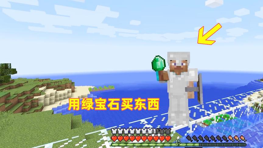 我的世界20！我和村民交易拿到一颗绿宝石，没想到还能用它买东西