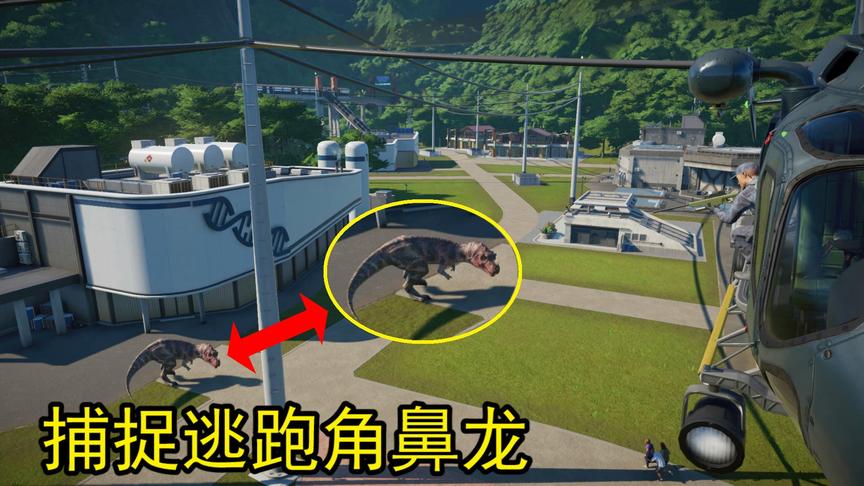 侏罗纪世界03：我的角鼻龙跑出围栏，派出直升机，迅速捕捉它