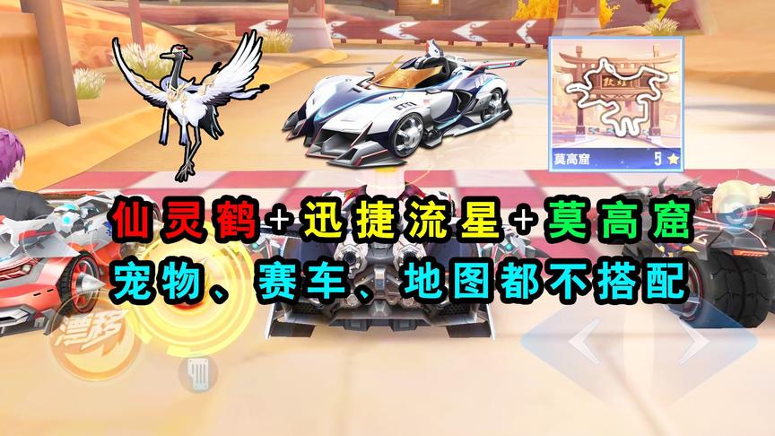 QQ飞车手游：仙灵鹤+迅捷流星+莫高窟！宠物赛车地图都不搭，尴尬