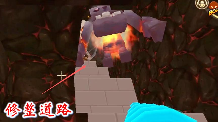 迷你世界联机高级生存220：我们用岩石砖，修了一条路直达基岩层