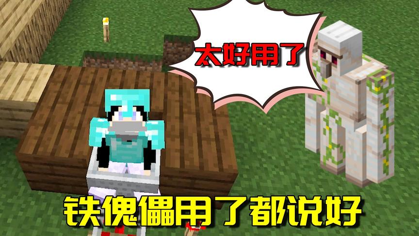 我的世界生存日记26：这种交通工具引来村民称赞，铁傀儡都说好！