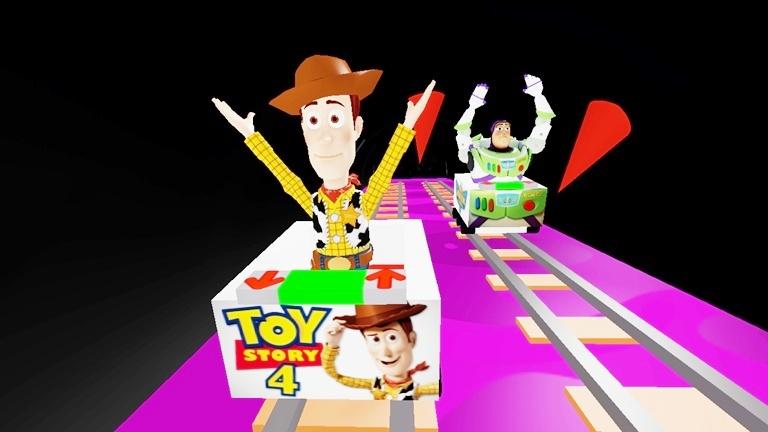 roblox虚拟世界“玩具总动员过山车”：坐过山车看胡迪和巴斯光年