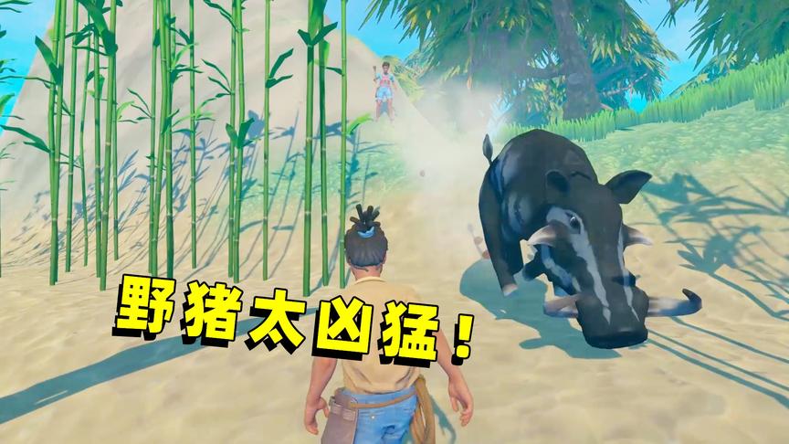 木筏求生联机31：超级岛不仅有凶猛的大野猪，还有只秃毛鸟偷袭！