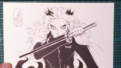 鬼灭之刃炎柱绘画 西瓜视频