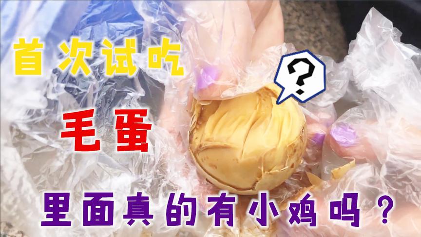 天赐俩鸡Vlog：试吃塘栖古镇的毛蛋，里面真的会有一只小鸡吗？