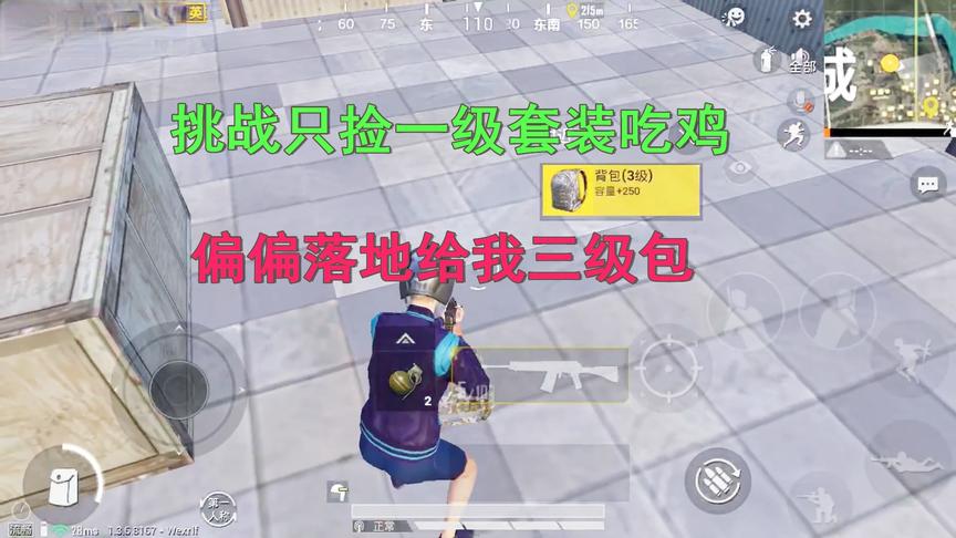 天赐俩鸡：挑战只捡一级套装吃鸡，有这么多三级头三级包却不能捡