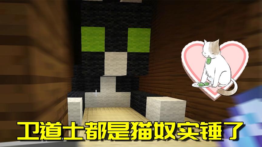 我的世界生存日记47：在林地府邸发现神秘猫头，难以言喻的可爱啊