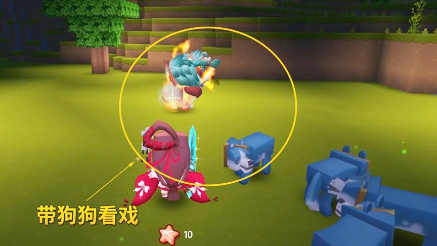 迷你世界极限生存41：两个野怪大晚上PK，上演了一场生死之战