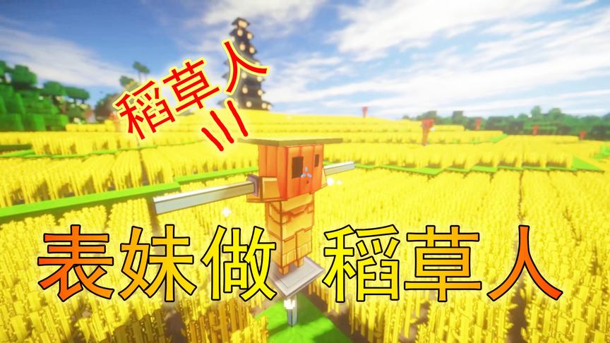 吴宝宝解说：我的世界35 表妹为梯田做了稻草人 做完看起来还不错