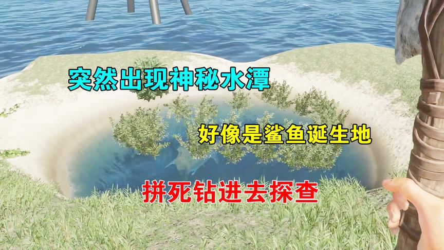 荒岛求生18：突然出现神秘水潭，好像是鲨鱼基地，我冒死钻到水底