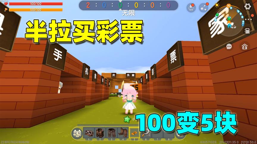 迷你世界：打工赚钱不能学半拉，偷懒去买彩票，结果100块变成5块