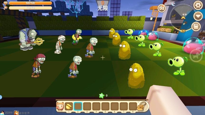 迷你世界：合成植物大战僵尸，源源不断的僵尸大军，被我们抗住了